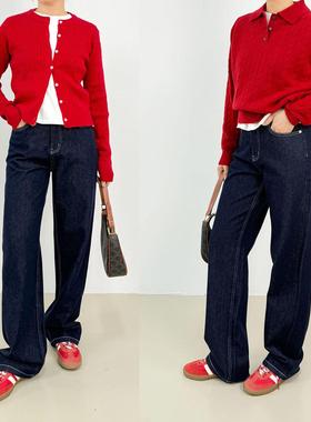 【新年OOTD】单宁高腰直筒牛仔裤女2025秋复古显瘦窄版直筒裤长裤