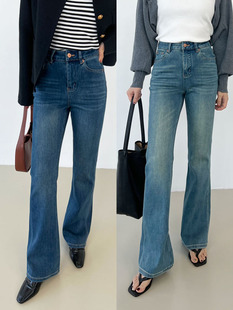 巨显瘦！80'复古感高腰微喇叭牛仔裤女秋冬弹力显瘦喇叭裤长裤