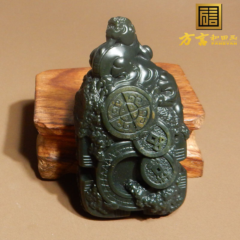 方言精品和田玉新疆特色细腻油润牛毛纹塔青俏雕锦灰堆吊坠挂件x6