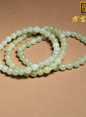和田玉青海料冰底细腻晴水色手串