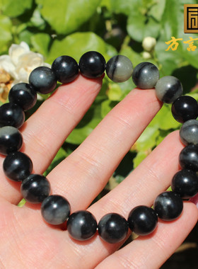 新疆青花籽料圆珠10MM单圈手串