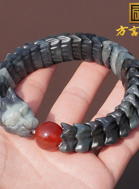 方言和田玉特色青花意境聚墨手串