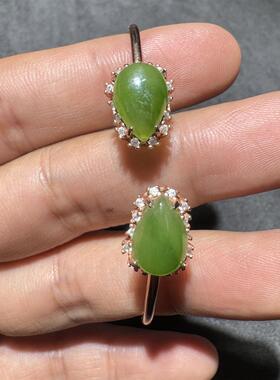 纯福利方言和田玉老坑俄罗斯阳绿碧玉无黑点水滴形气质手镯手环S6