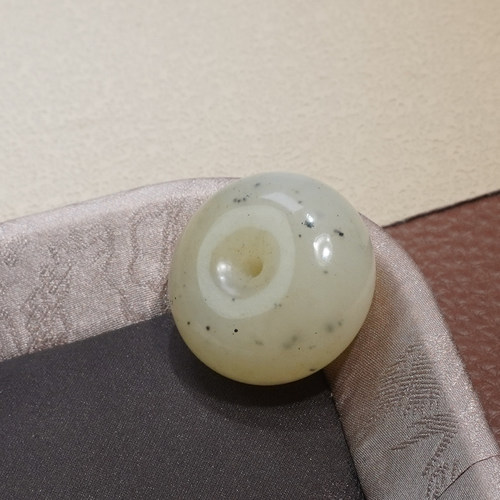 和田玉新疆细润爆油且末老坑料糖青花楼兰色点墨平安扣吊坠挂件Q