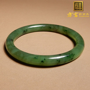 放漏方言和田玉精品俄罗斯老坑料碧玉猕猴桃色55mm精品镯子手镯A9