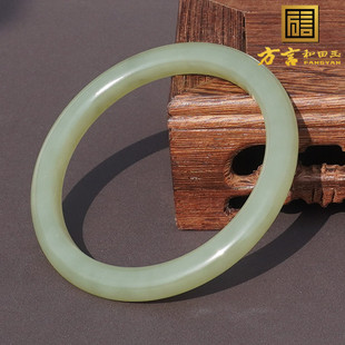 重磅巨漏方言和田玉新疆若羌高脂细润青黄口山料60mm细条手镯子A6