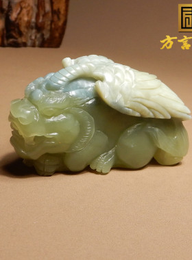 方言和田玉新疆蓝玉黄口双色吊坠