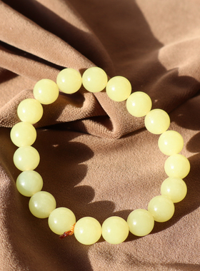 新疆细油润且末鸡油黄口12mm手串