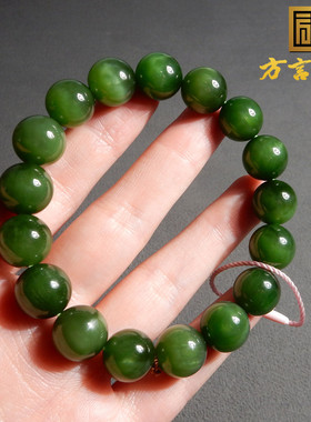 俄罗斯绿猫眼碧玉阳绿11mm圆珠