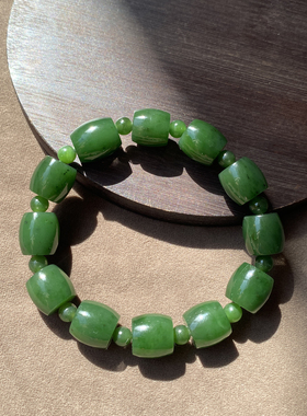 俄罗斯绿色名品阳绿碧玉13mm手串