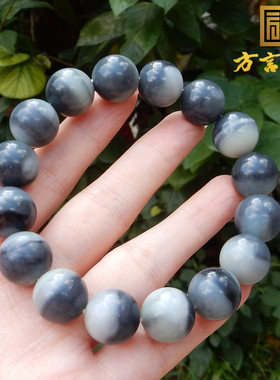 新疆特色青花籽料卡14mm圆珠手串