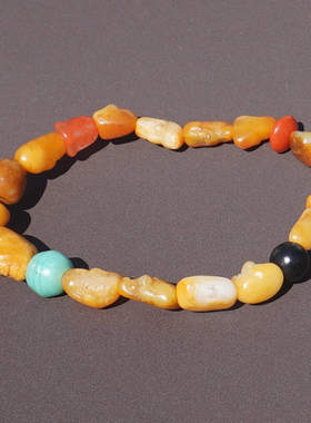 方言新疆黄沁金包银籽料吊坠手串