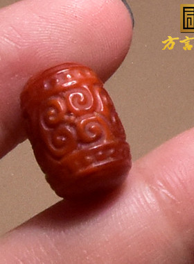 方言柿子红南红玛瑙勒子桶珠配饰