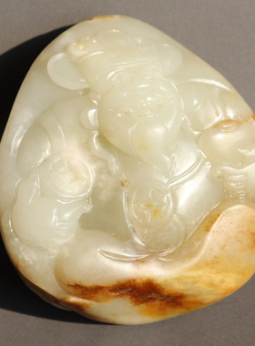 方言和田玉洒金皮籽料独籽财神