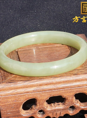 抢到赚到方言和田玉新疆且末料细润青黄口料57.5mm老钱气质手镯A6