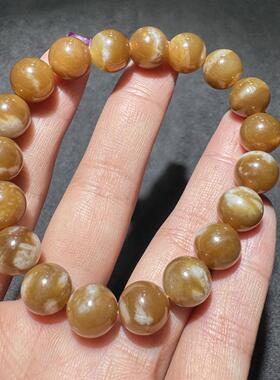 难得一见方言新疆和田玉老坑且末糖玉特色牛轧糖油润10mm手串S6