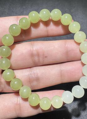 美哭了方言新疆和田玉老熟且末黄口白玉渐变卡8mm圆珠手串手链S6