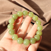 方言品牌和田玉特色精品新疆细腻油润且末料青黄口12mm圆珠手串A2