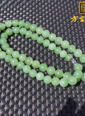 方言和田俄罗斯冰底无结构苹果绿碧玉卡8mm圆珠轻奢高级感手串A6