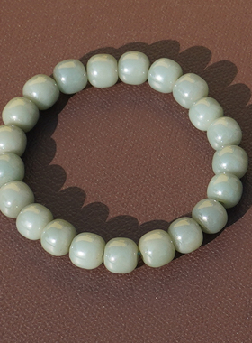 方言和田玉且末料粉青瓷白色手串