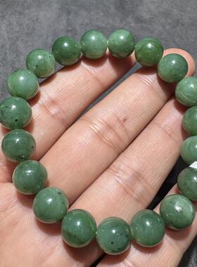美滋滋方言和田玉老坑俄料碧玉难得一见蓝调碧玉10mm精美手串S