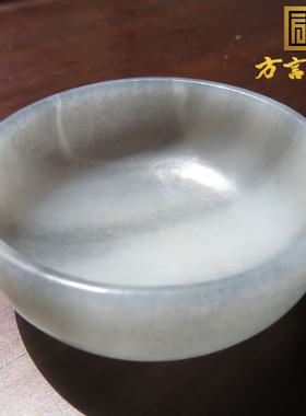 爆火方言和田玉精品放巨漏新疆玉龙河细腻青花籽料碗手把件摆件w2