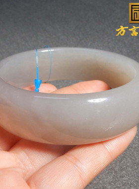巨漏方言精品和田玉青海老料细腻高冰烟紫色内径58mm宽版玉手镯s2