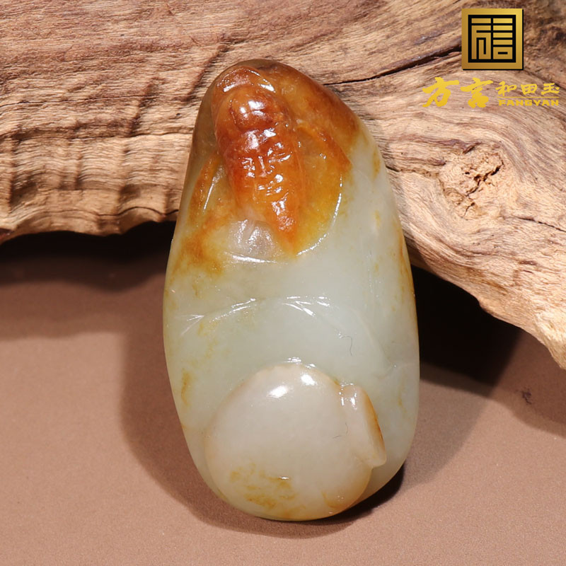 方言和田玉珍品特色新疆老熟红沁皮青白玉籽料诗人李白吊坠挂件n