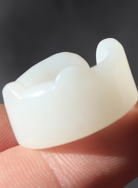 方言和田玉羊脂白玉17.5mm猫戒