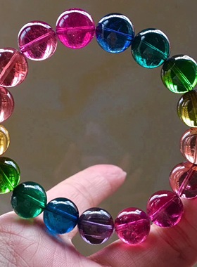 碧玺女士西瓜玻璃体老矿料手串