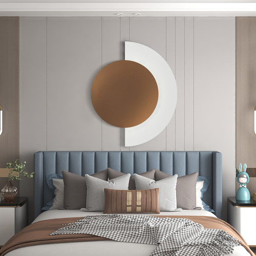 意式极简沙发背景墙饰带发光金属墙饰卧室床头墙上装饰餐厅挂件u.