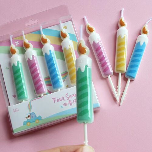 生日蛋糕装饰蜡烛可爱彩色四季风