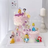 小公主蛋糕装 饰套装 贝尔灰姑娘美人鱼白雪公主生日悬浮打桩插件