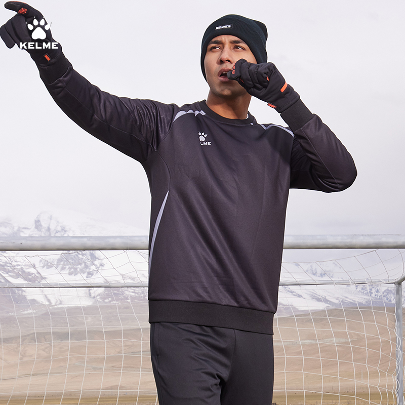 卡尔美运动卫衣男春秋季圆领足球训练套头衫休闲宽松学生运动服