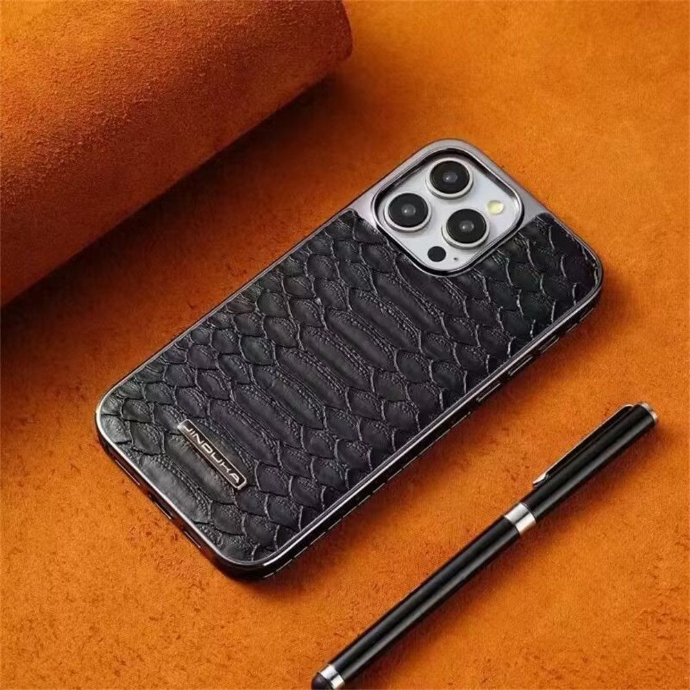 适用苹果16Promax手机壳iPhone16pro高档奢华电镀蛇皮纹15pro全包防摔皮套14高级感轻奢商务男女超薄保护套