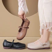 单鞋 防滑中老年人女鞋 子舒适中年皮鞋 真皮牛筋软底妈妈鞋 春秋新款