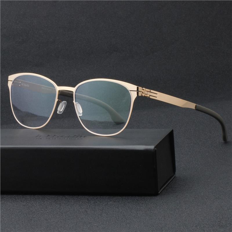 ic!berlin德国薄纸钢无螺丝超轻近视眼镜架男女配眼镜片Ludmila L