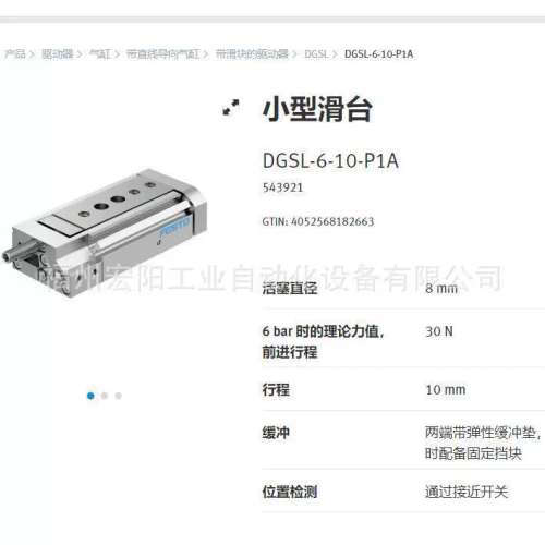 DGSL-6-10-P1A 543921FESTO费期托小型滑台