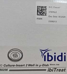 Ibidi 80206 预置伤口愈合2孔插件培养皿 ibiTreat 底部μ-D
