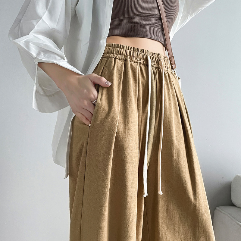 卡其色工装裤女春秋显瘦大码夏宽松萝卜裤休闲直筒阔腿裤