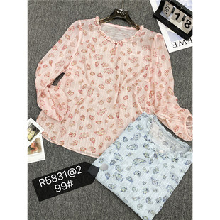 显瘦上衣遮肉雪纺小衫 女装 百搭洋气 大码 5831芮娜依莲2026初夏新款