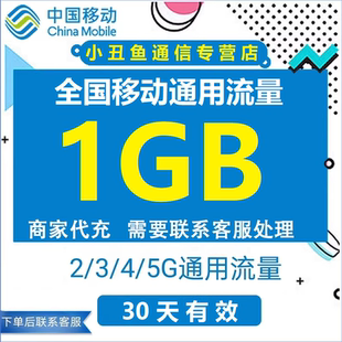 全国移动流量充值1GB流量全国通用叠加油包4G 可叠加充值 5G月包