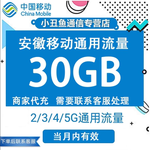 5G全国通用流量当月有效 安徽移动流量充值30GB流量包叠加包2