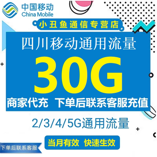 四川移动流量充值30GB流量包