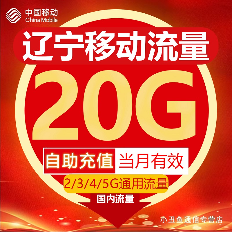 辽宁移动流量充值20GB流量包叠加包2/3/4/5G全国通用流量当月有效