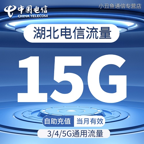 湖北电信流量充值15GB流量包3G4G5G全国通用流量叠加油包当月有效