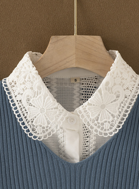 LRXN韩版假领子女百搭假领水溶蕾丝衬衫领毛衣装饰假衣领白色秋冬