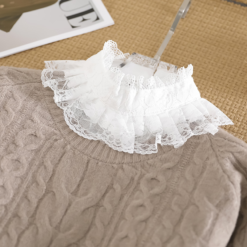 毛衣荷叶立领白色子女衬假