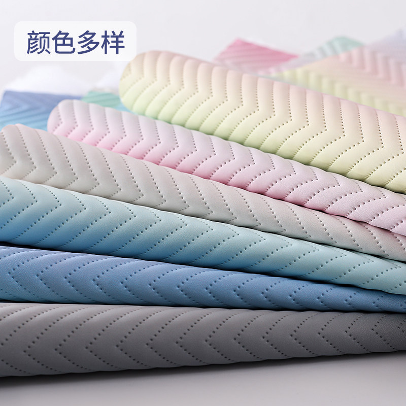 pu 七彩渐变超声波炫彩波浪纹w绗缝箱包手袋人造革化妆包皮革面料