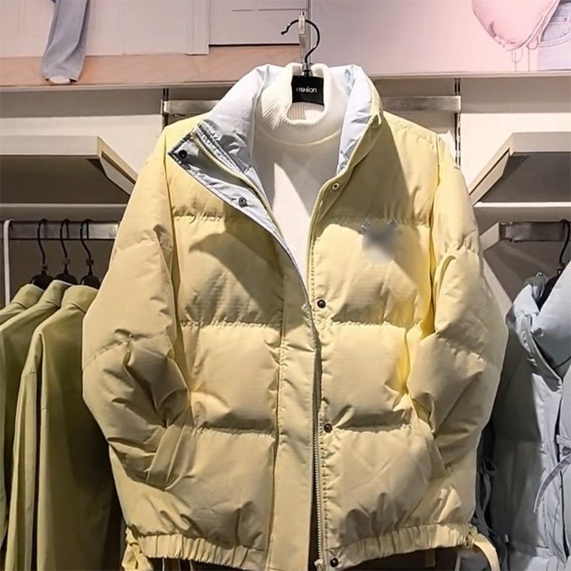 立领百搭宽松保暖休闲撞色棉衣女